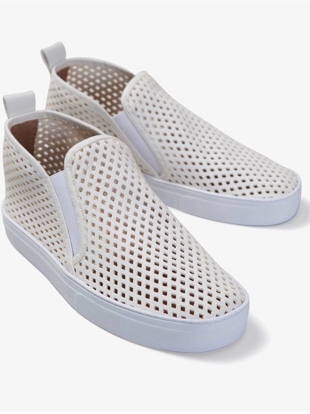 White Perforated Slip-On Women's Sneakers - Casual Flats